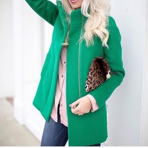 J crew stadium cloth cocoon coat green NWT size 6